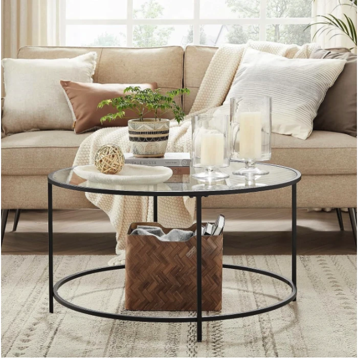 Журнальний столик Leobert Oskar круглий з скляною стільницею