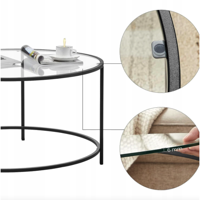 Журнальный столик Leobert Oskar круглый со стеклянной столешницей