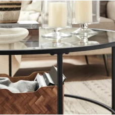 Журнальный столик Leobert Oskar круглый со стеклянной столешницей