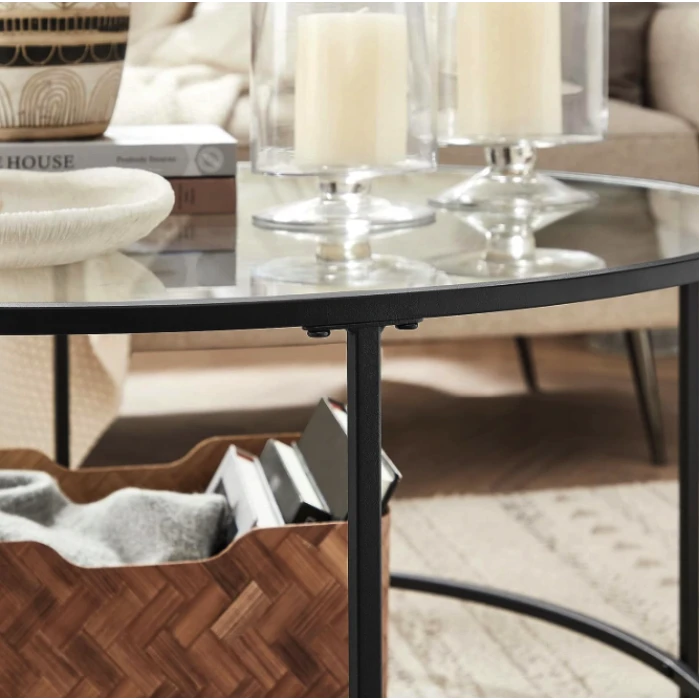 Журнальний столик Leobert Oskar круглий з скляною стільницею