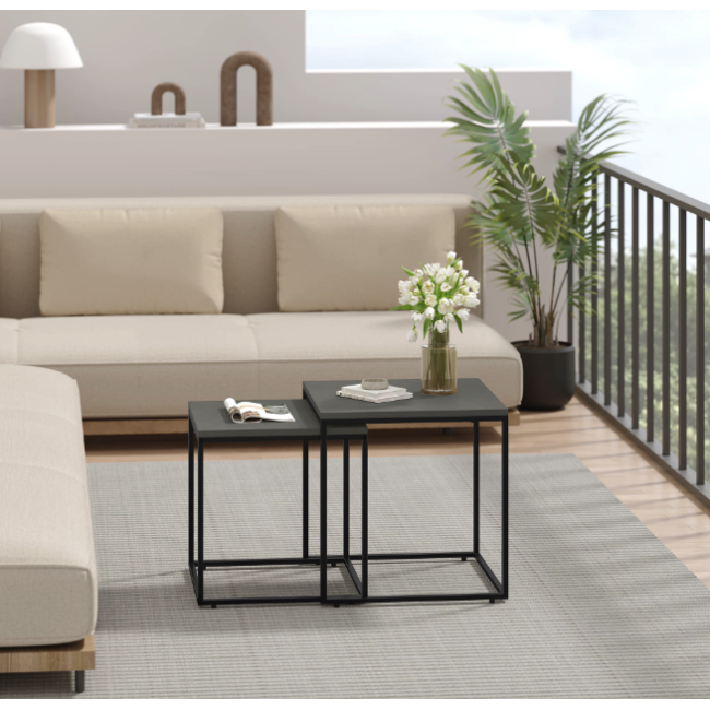 Комплект журнальних столиків Leobert Nika квадратні графітовий