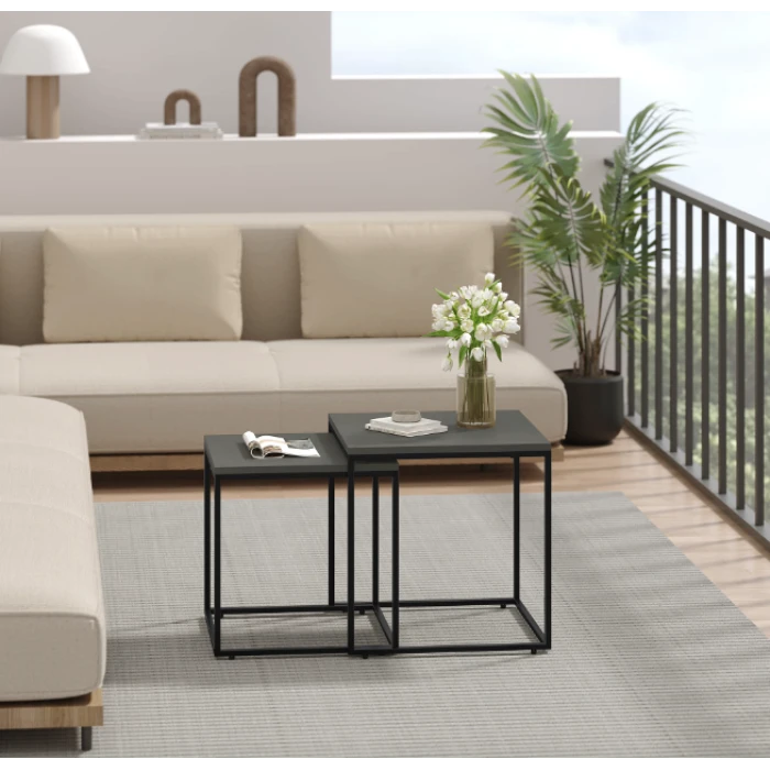 Комплект журнальних столиків Leobert Nika квадратні графітовий