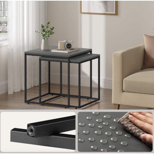 Комплект журнальних столиків Leobert Nika квадратні графітовий