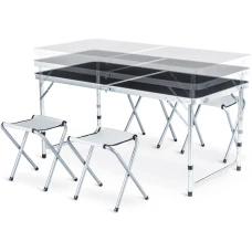 Стіл туристичний розкладний Outtec з 4 стільцями чорний