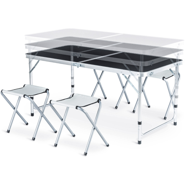 Стіл туристичний розкладний Outtec з 4 стільцями чорний
