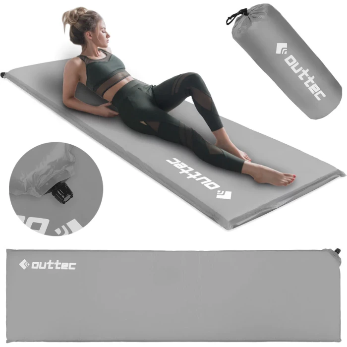 Самонадувний килимок Outtec 180х53х4см гладкий сірий