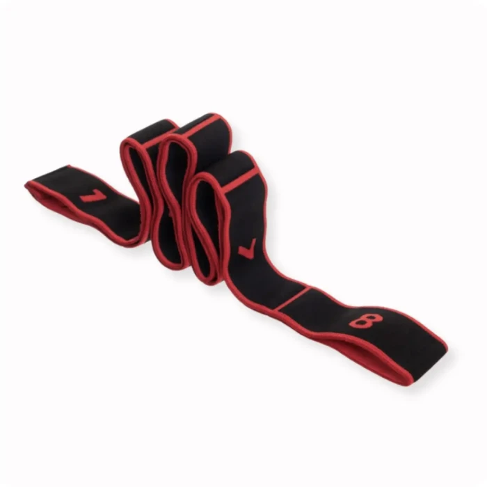 Резинка для фитнеса с петлями Queenfit 86,5х4см черно-красная