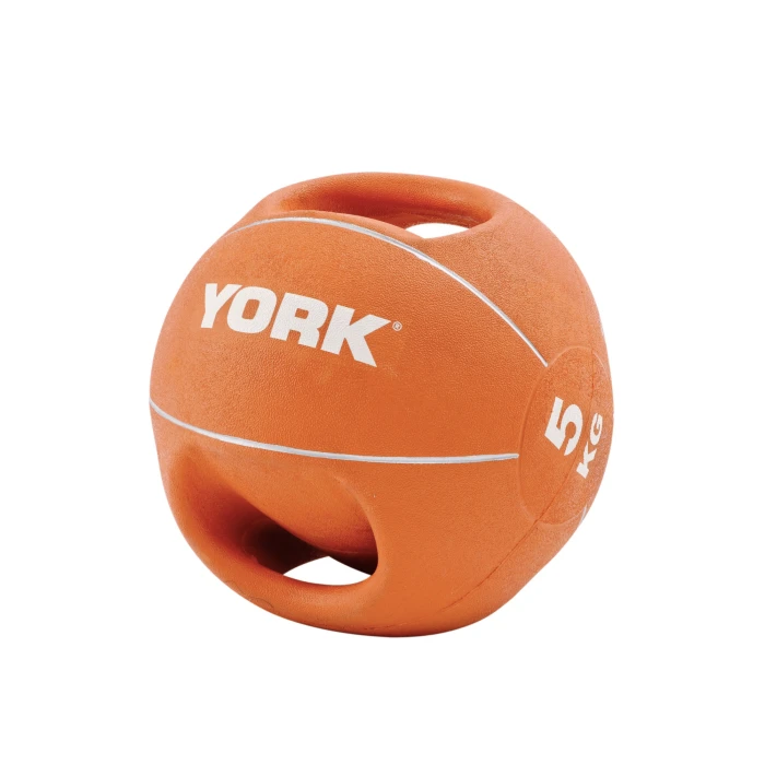 М'яч медбол 5кг York Fitness із двома ручками, помаранчевий