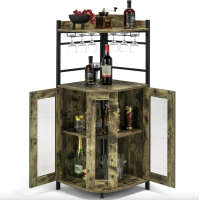 Стелаж Costway Marvo барний з тримачем келихів в стилі Loft бежевий