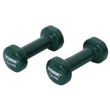 Гантелі для фітнесу вінілові круглі York Fitness 2х1,5кг зелений
