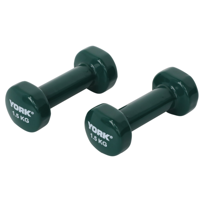 Гантелі для фітнесу вінілові круглі York Fitness 2х1,5кг зелений