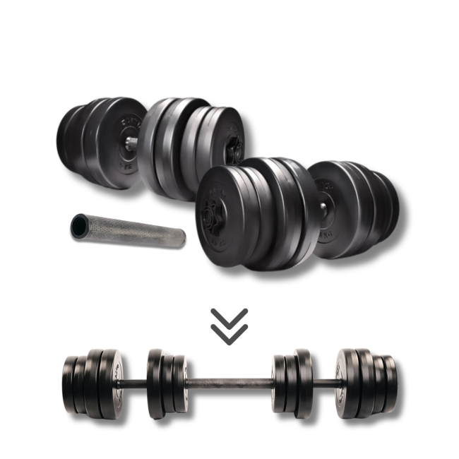 Гантелі Elitum 2х31кг + подовжувач грифа для штанги