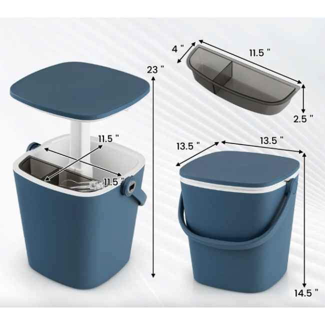 Стол-холодильник Costway Gobar 3-в-1 с подъемной крышкой 15L синий