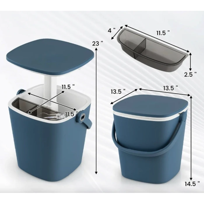 Стол-холодильник Costway Gobar 3-в-1 с подъемной крышкой 15L синий