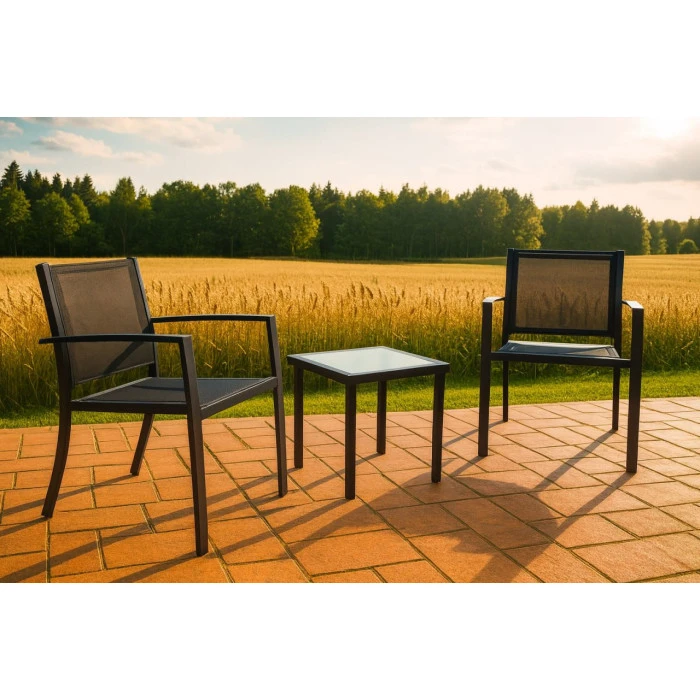 Комплект садових меблів Chomik GARDEN LINE ORLANDO стіл та 2 стільці темно-сірий