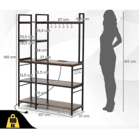 Стеллаж Costway Kamel 5-ярусный с 2 розетками в стиле Loft