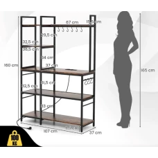 Стеллаж Costway Kamel 5-ярусный с 2 розетками в стиле Loft