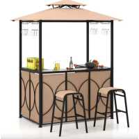 Комплект Costway Naro с грилем и 2 барными стульями бежевый.