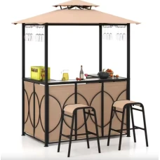 Комплект Costway Naro з грилем і 2 барними стільцями бежевий