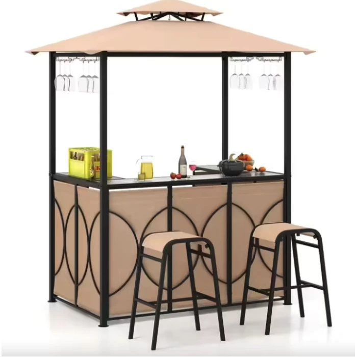 Комплект Costway Naro з грилем і 2 барними стільцями бежевий