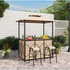 Комплект Costway Naro з грилем і 2 барними стільцями бежевий