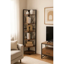 Етажерка Costway Signal кутова із металевим каркасом в стилі Loft