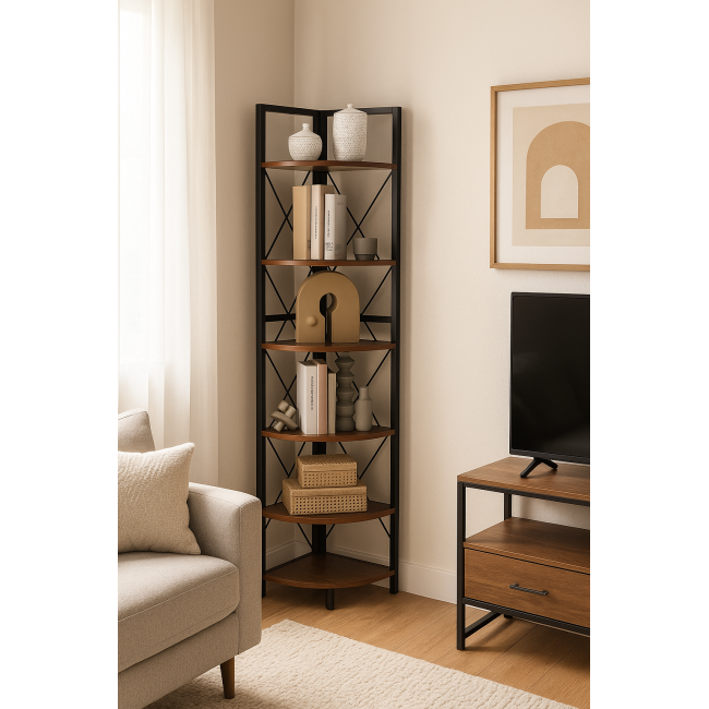 Етажерка Costway Signal кутова із металевим каркасом в стилі Loft