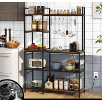 Стеллаж Costway Kamel 5-ярусный с 2 розетками в стиле Loft