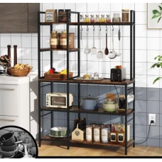 Стеллаж Costway Kamel 5-ярусный с 2 розетками в стиле Loft