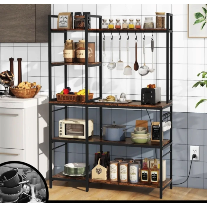 Стеллаж Costway Kamel 5-ярусный с 2 розетками в стиле Loft