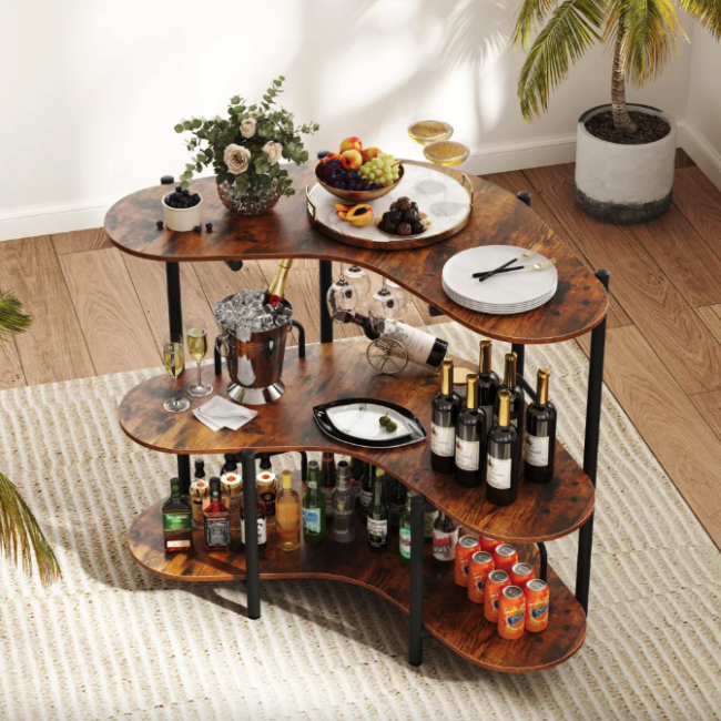 Барный стол фуршетный Costway Wise с угловым полками.