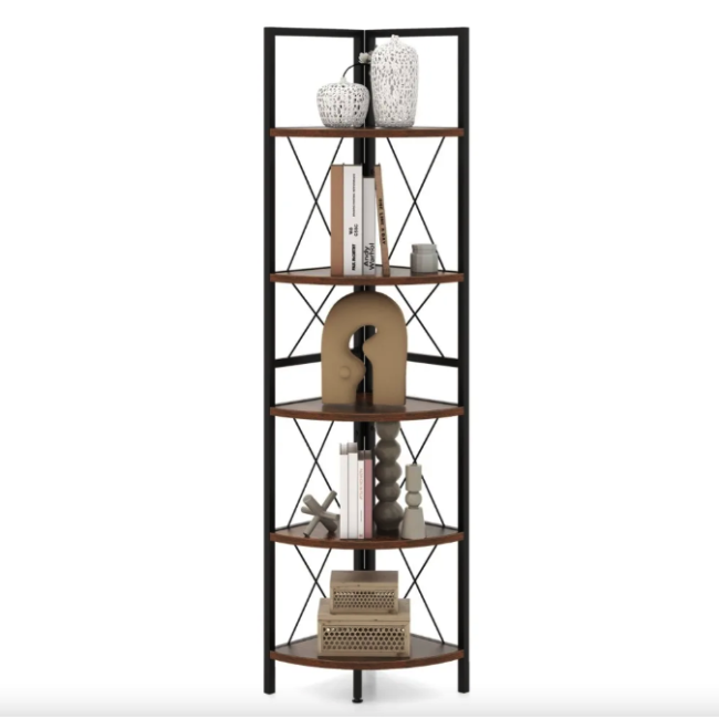 Етажерка Costway Signal кутова із металевим каркасом в стилі Loft