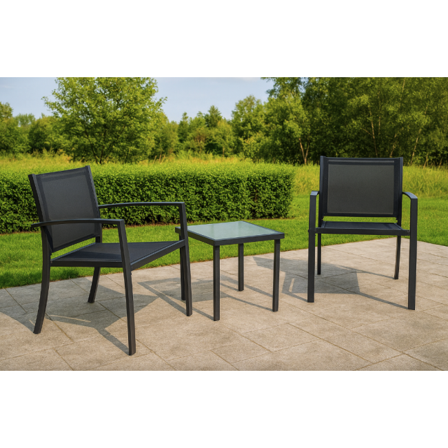 Комплект садових меблів Chomik GARDEN LINE ORLANDO стіл та 2 стільці темно-сірий