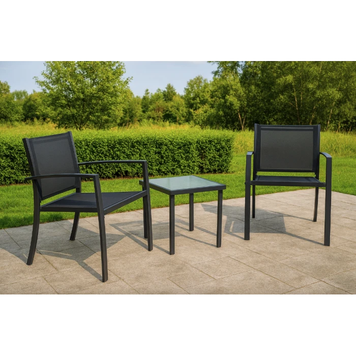 Комплект садових меблів Chomik GARDEN LINE ORLANDO стіл та 2 стільці темно-сірий