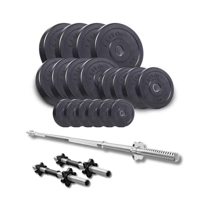 Набор Elitum Titan 89кг со штангой и гантелями.