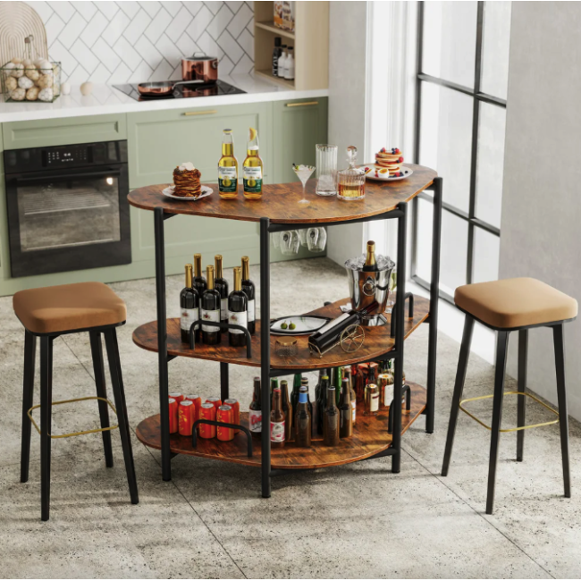 Барный стол фуршетный Costway Wise с угловым полками.