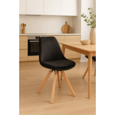 Стул Saida Jumi в скандинавском стиле с черными деревянными ножками.