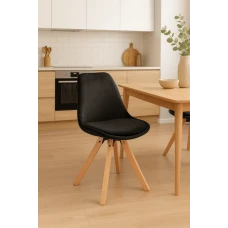 Стілець Saida Jumi у скандинавському стилі з дерев'яними ніжками чорний