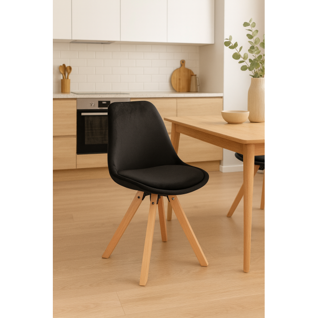 Стілець Saida Jumi у скандинавському стилі з дерев'яними ніжками чорний