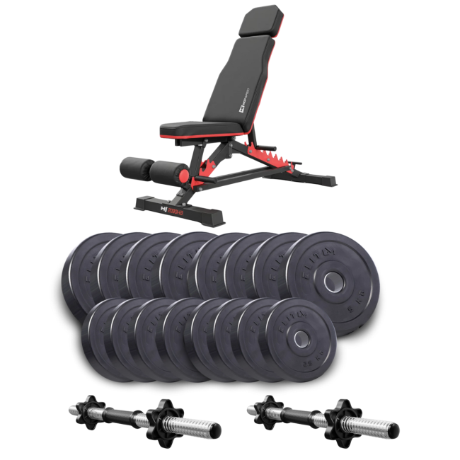 Набір Elitum Titan гантелі 2х31кг з лавою Hop-Sport HS-2090 HB