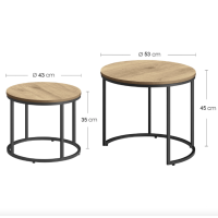 Комплект журнальных столиков Leobert Oreo круглые сонома