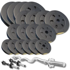 Набір зі штангою та гантелями Besport PowerPro 86кг з w-подібним грифом 120см