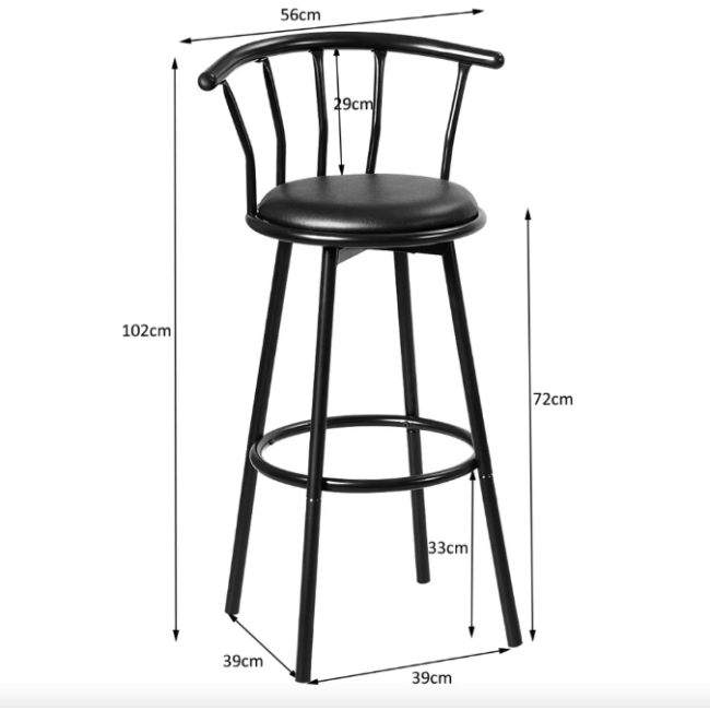 Комплект барных стульев Costway Pareo со спинкой