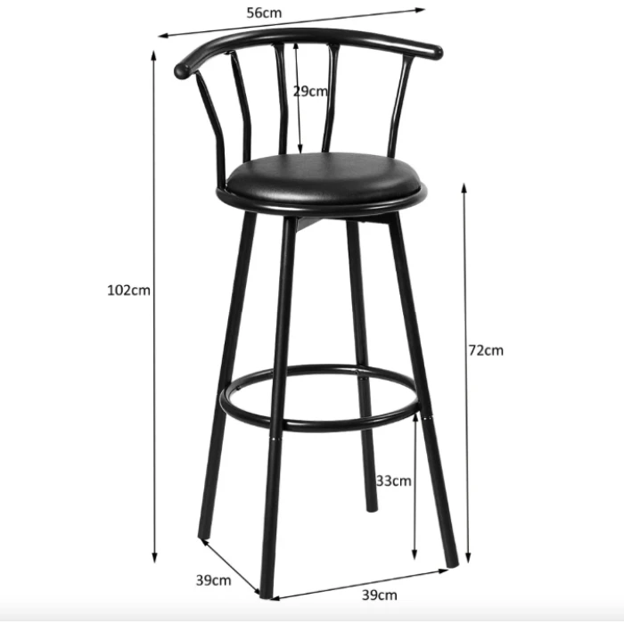 Комплект барних стільців Costway Pareo з спинкою