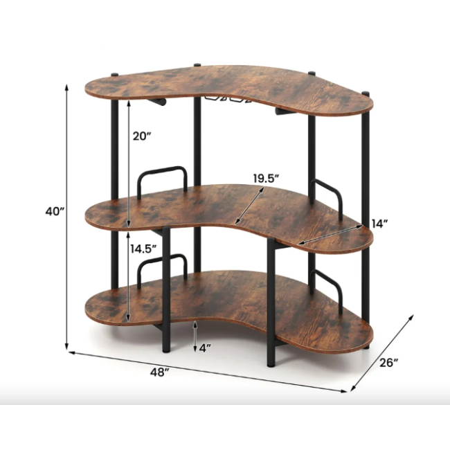 Барный стол фуршетный Costway Wise с угловым полками.