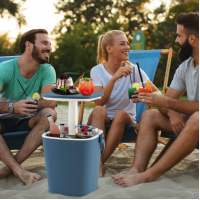 Стол-холодильник Costway Gobar 3-в-1 с подъемной крышкой 15L синий