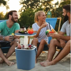 Стол-холодильник Costway Gobar 3-в-1 с подъемной крышкой 15L синий