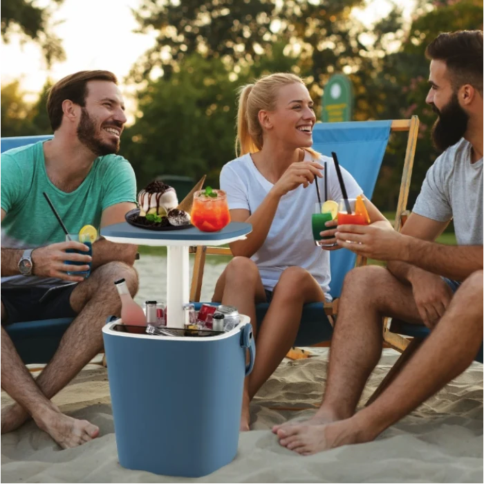 Стол-холодильник Costway Gobar 3-в-1 с подъемной крышкой 15L синий