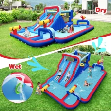 Надувной парк Costway Fun Kids с водными горками (без вентилятора)