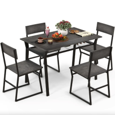 Комплект мебели Costway Merax обеденный стол со стульями в стиле Loft серый